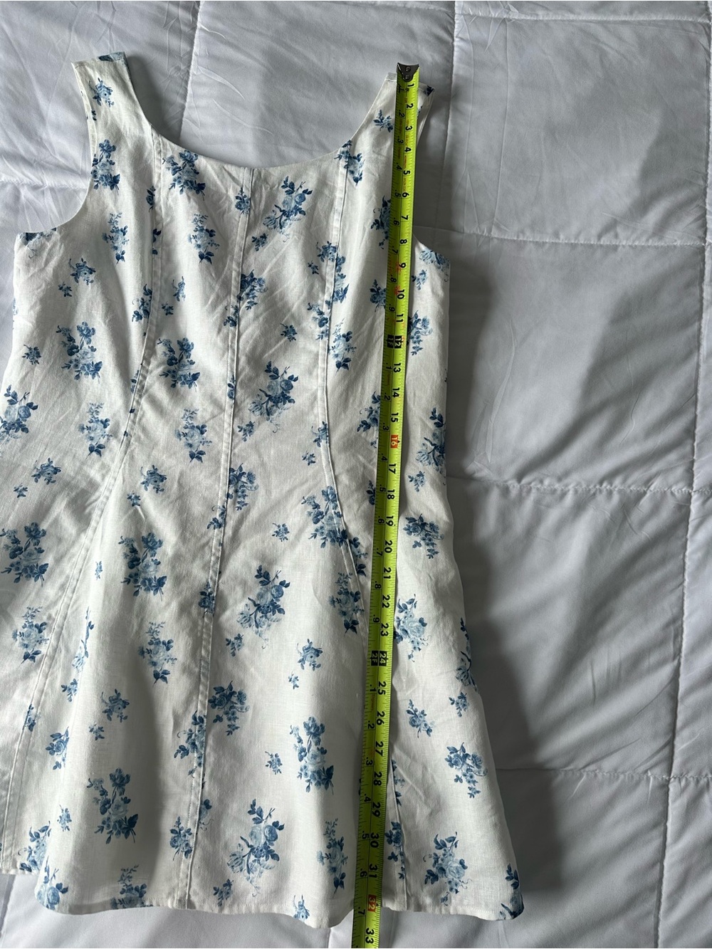 Reformation 100% Linen Coquette White Blue Floral Mini Dress Size 10 Euro Summer - Picture 5 of 9